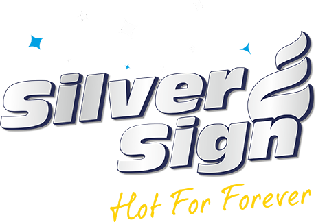 silver sign text